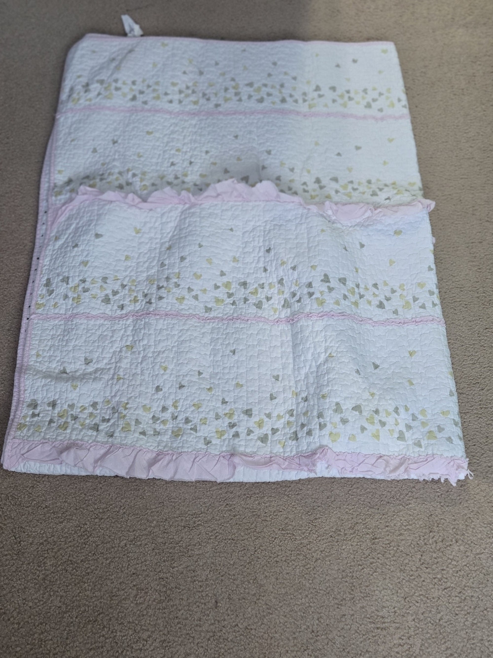 Cozy Line 100% Cotton TWIN Pink&Gold Hearts Quit And Sham Set